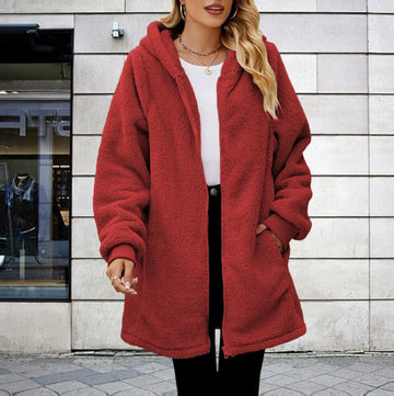 Plus Size Lamb Fur Hooded Jacket Clothium